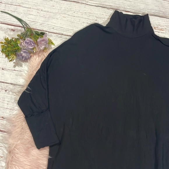 MAJESTIC Filatures Paris Nieman Marcus Black French Terry Turtleneck Dress 1 - Picture 5 of 10